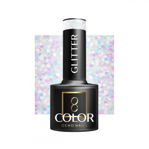 Hibridinis gelinis lakas OCHO NAILS glitter G01 5ml