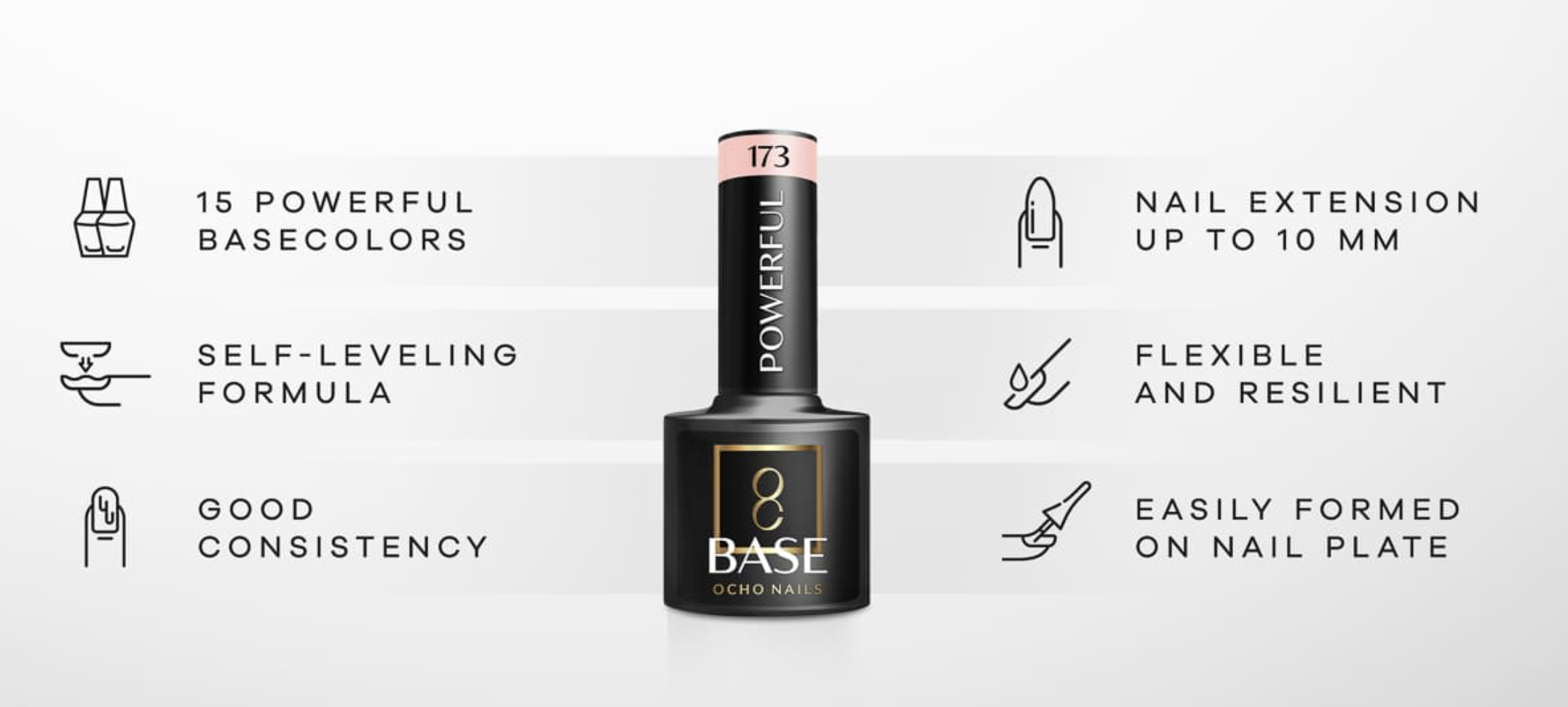 Ocho nails powerful bazės privakumai